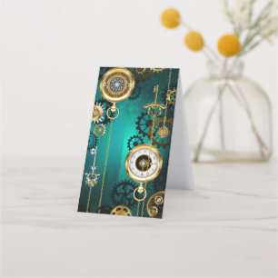 Steampunk Jewellery Watch on a Green Background Loyalty Card