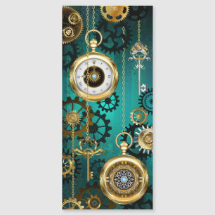 Steampunk Jewellery Watch on a Green Background Magnetic Invitation