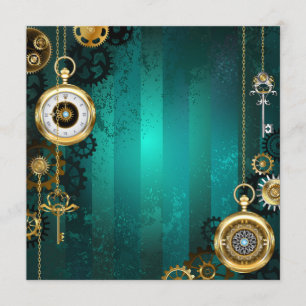 Steampunk Jewellery Watch on a Green Background Menu