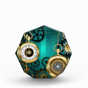 Steampunk Jewellery Watch on a Green Background Photo Block