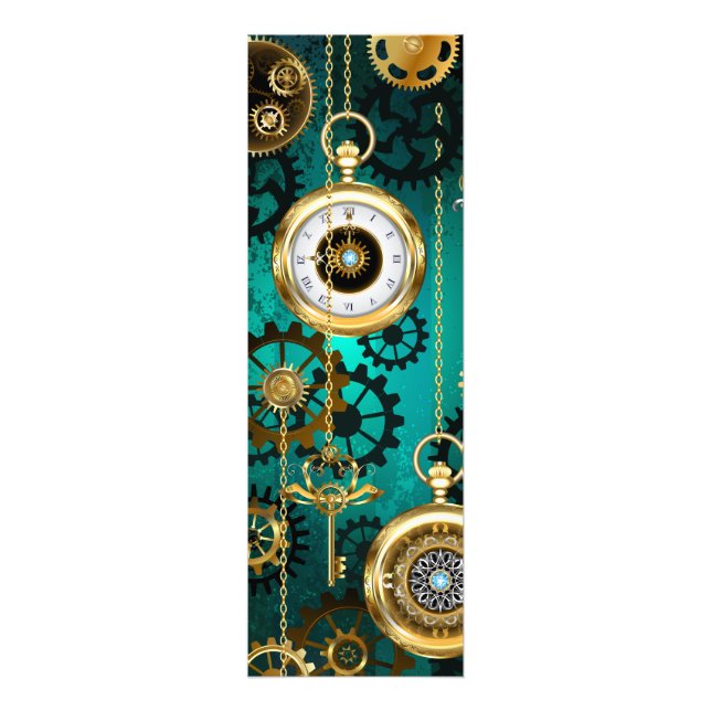 Steampunk Jewellery Watch on a Green Background Photo Print (Front)