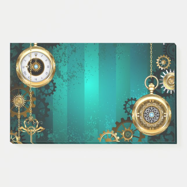 Steampunk Jewellery Watch on a Green Background Post-it Notes (Front)