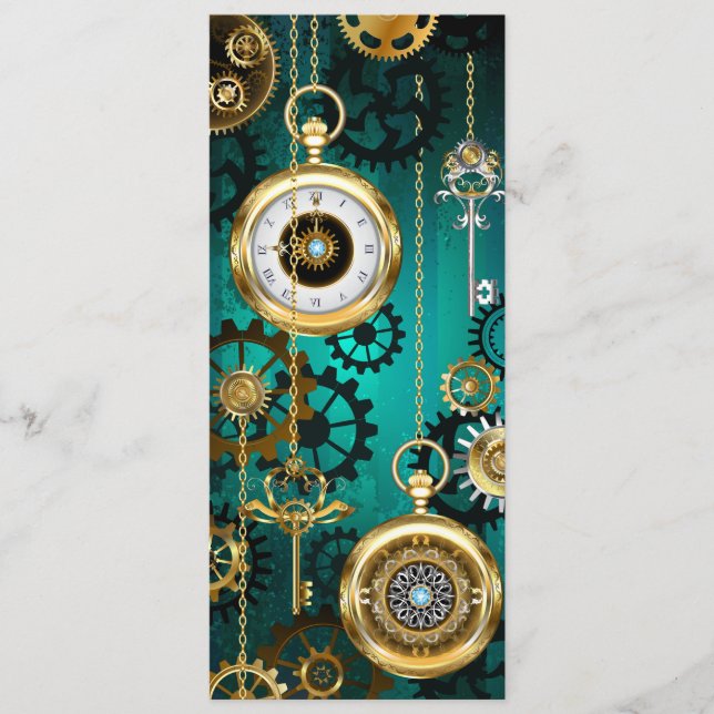 Steampunk Jewellery Watch on a Green Background Programme (Front)