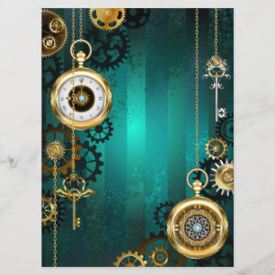 Steampunk Jewellery Watch on a Green Background Programme