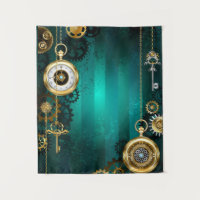 Steampunk Jewellery Watch on a Green Background