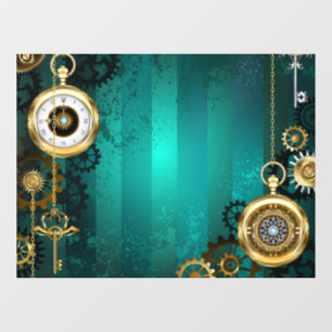 Steampunk Jewellery Watch on a Green Background Window Cling