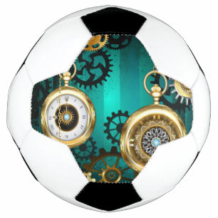Steampunk Jewelry Watch on a Green Background Football