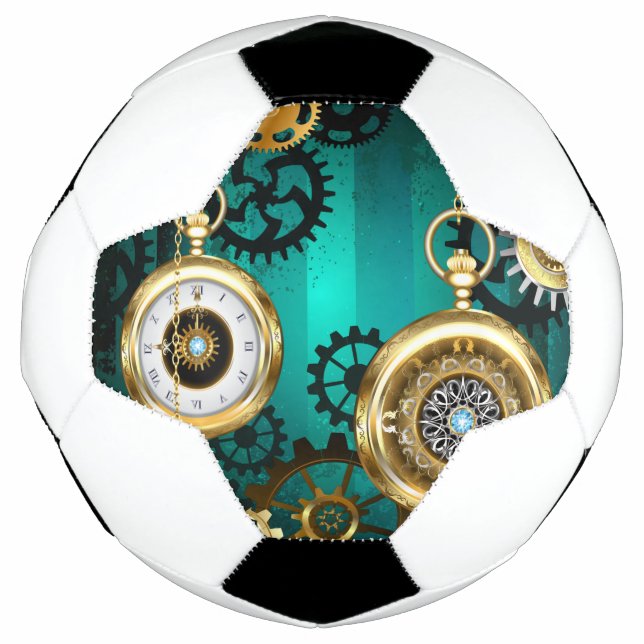 Steampunk Jewelry Watch on a Green Background Football (Front)