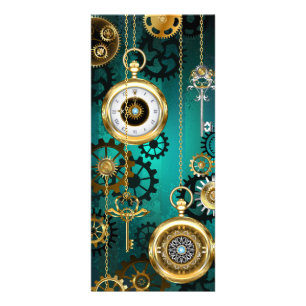 Steampunk Jewelry Watch on a Green Background Rack Card