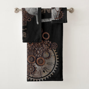steampunk Katze Bath Towel Set