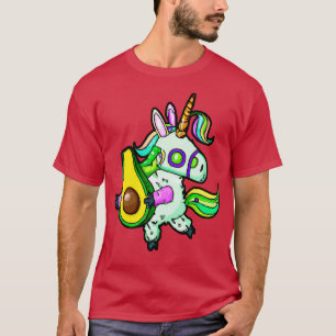Steampunk Kawaii Unicorn Robot Holding Avocado T-Shirt