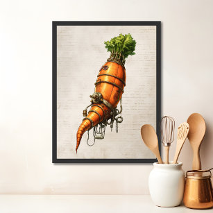 Steampunk kitchen art, Carrot Poster