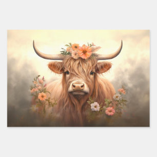 Steampunk Kitten, Fox Royal King, Highland Cow Wrapping Paper Sheet