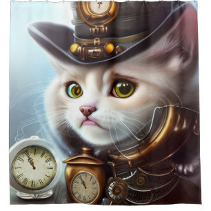  Steampunk kitten  Shower Curtain