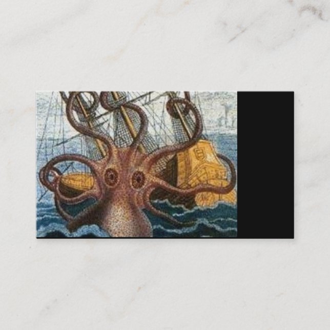 Steampunk Kraken Giant Octopus Nautical Business Card (Front)