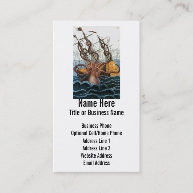 Steampunk Kraken Giant Octopus Nautical Business Card (Front)