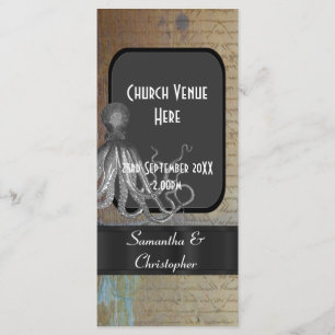 Steampunk kraken vintage style wedding programme