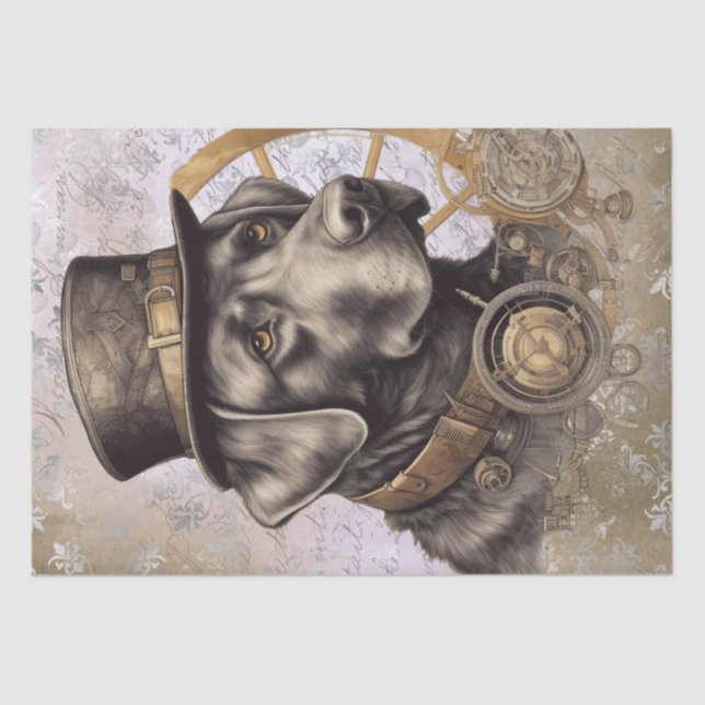 Steampunk Labrador Dog Tissue Paper (Front)