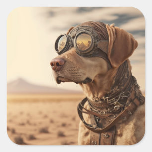 Steampunk Labrador Retriever Dog Square Sticker