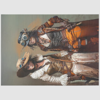 Steampunk Ladies Duo Gears and Grooves Decoupage Tissue Paper