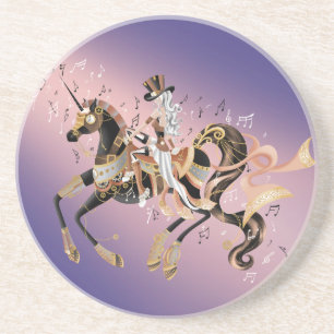  Steampunk Lady and mechanical Horse  Coaster