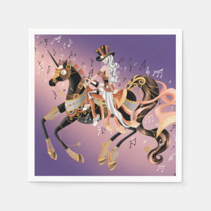 Steampunk Lady and Mechanical Horse Napkin