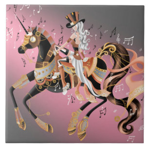 Steampunk Lady and Mechanical Horse Tile