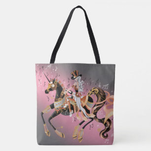 Steampunk Lady and Mechanical Horse Tote Bag