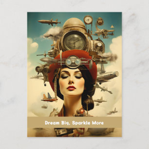 Steampunk Lady Dream Big, Sparkle More Postcard