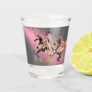 Steampunk Lady & Horse Clear Shot glass