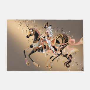 Steampunk Lady on Mechanical Horse Doormat