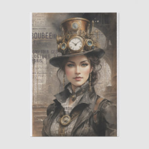 Steampunk Lady, Victorian Woman Ephemera  Tissue Paper