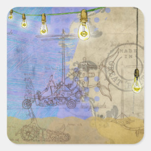 Steampunk Light Bulbs Postage Motor Bike Stickers