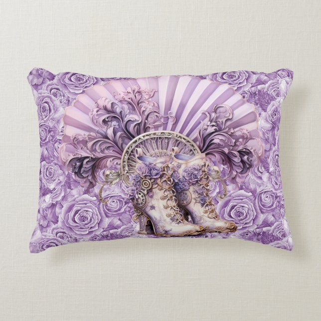 Steampunk Lilac Fan and Boots Lumbar Pillow (Front)