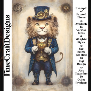 Steampunk Lion & Gold Trophy AS2 Decoupage Tissue Paper