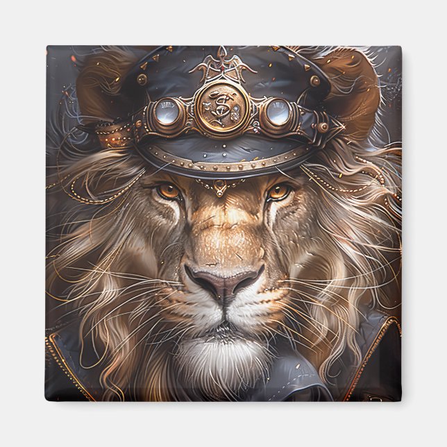 Steampunk Lion Magnet (Front)