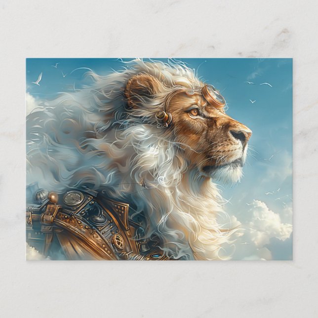 Steampunk Lion Postcard (Front)