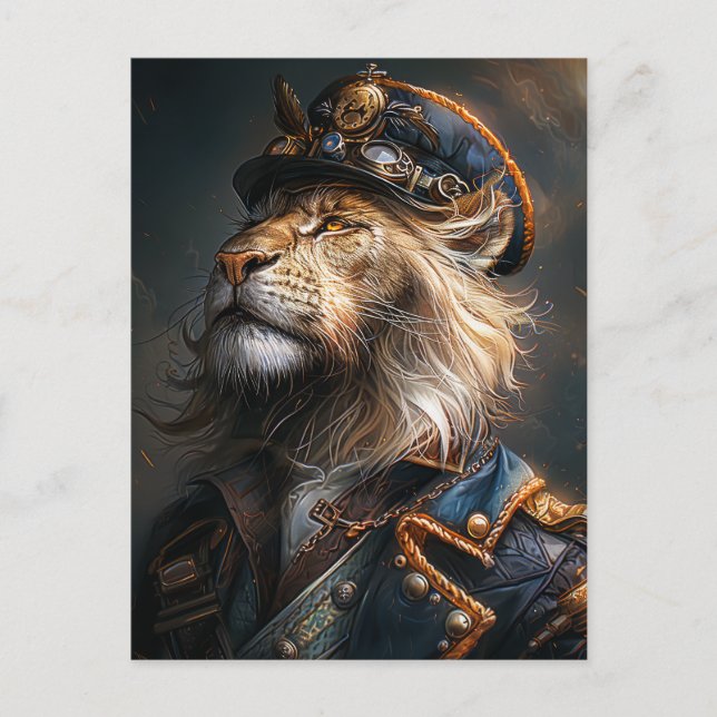Steampunk Lion Postcard (Front)