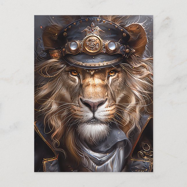 Steampunk Lion Postcard (Front)