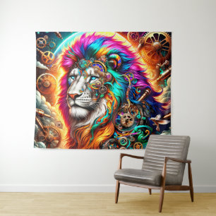 Steampunk Lion Tapestry