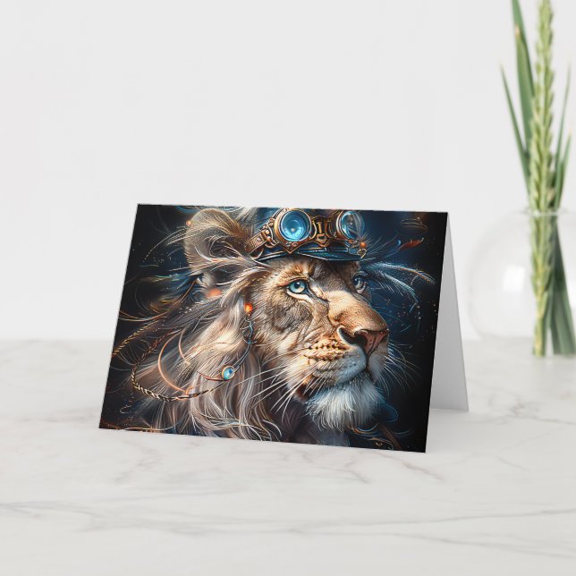 Steampunk Lion Thank You Card (Front)