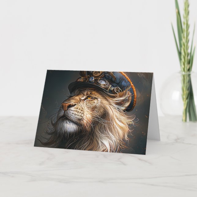 Steampunk Lion Thank You Card (Front)