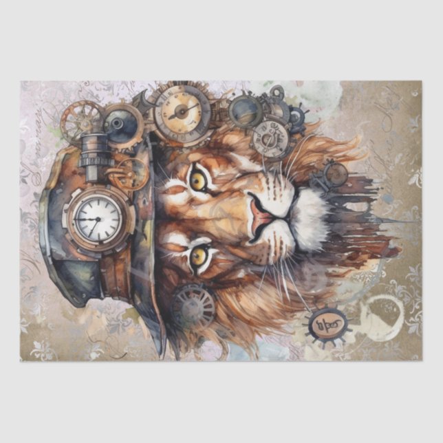 Steampunk Lion Tissue Paper (Front)