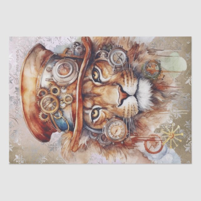 Steampunk Lion Tissue Paper (Front)