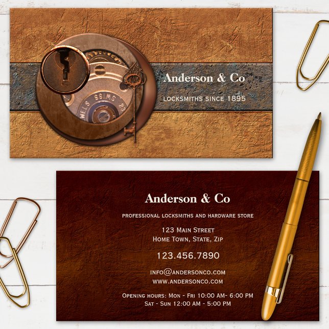 Steampunk Locksmith Hardware Store Business Card (Creator Uploaded)