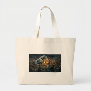 Steampunk London Great Wave of Plastic Junk Large Tote Bag