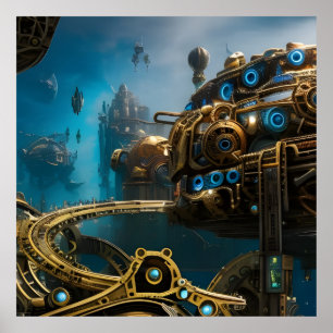 Steampunk Lost City of Atlantis Poster