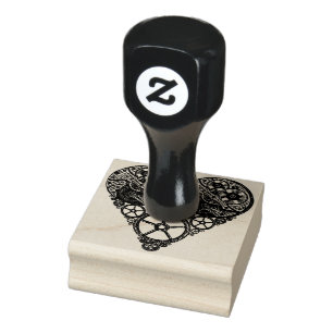 Steampunk Love Heart Rubber Stamp
