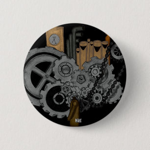 Steampunk Machinery 6 Cm Round Badge