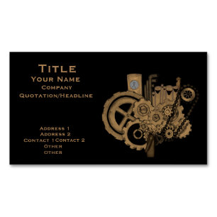 Steampunk Machinery (Brassy) Magnetic Business Card